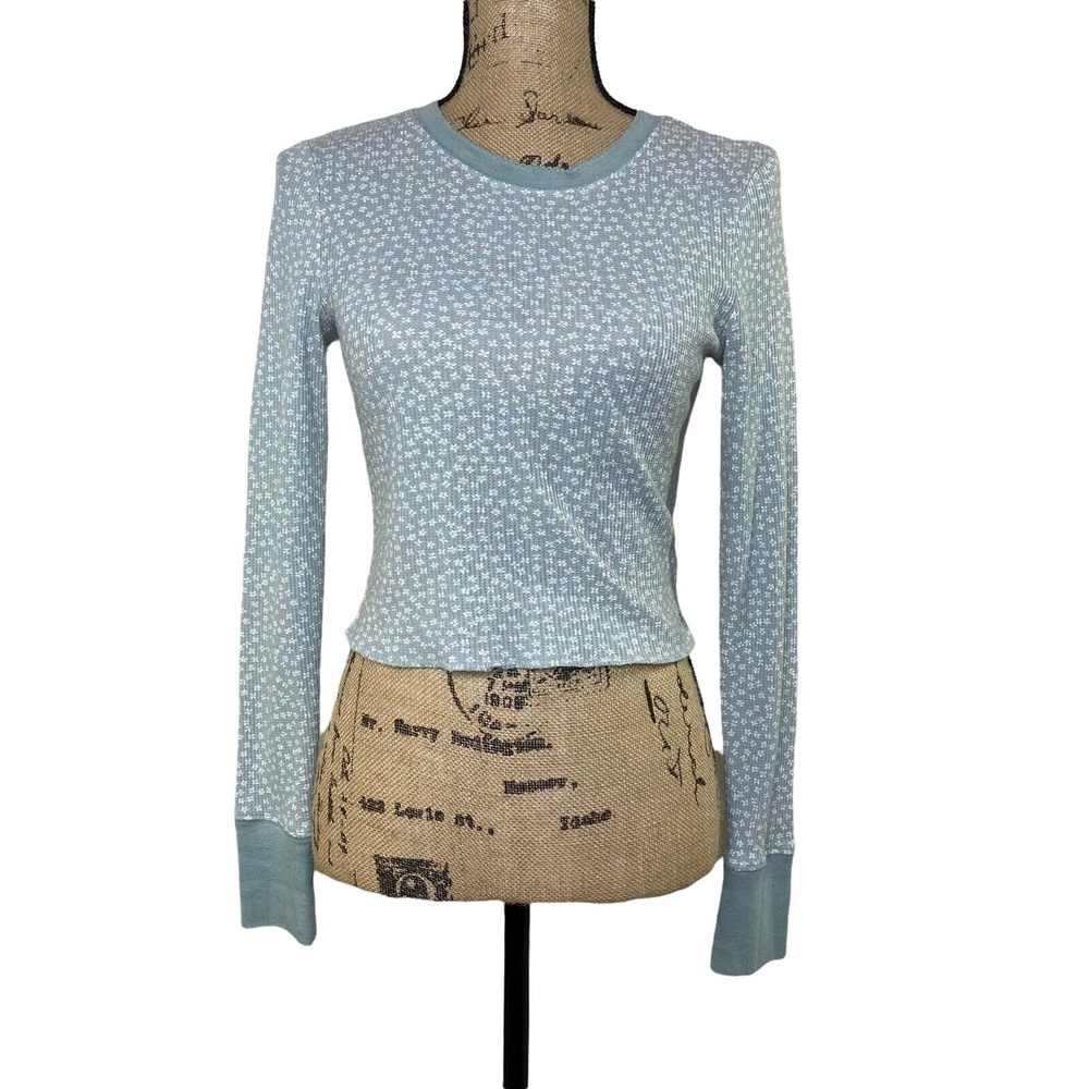 PacSun Light Blue Patterned Crop Top